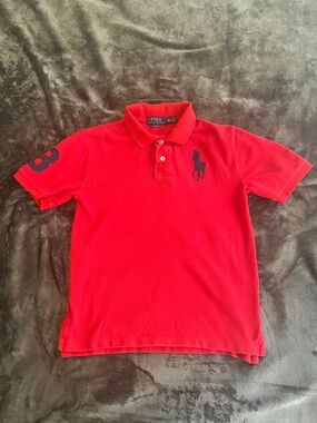 Polo by Ralph Lauren Boys' Red Polo Classic Fit Big Navy Pony Medium